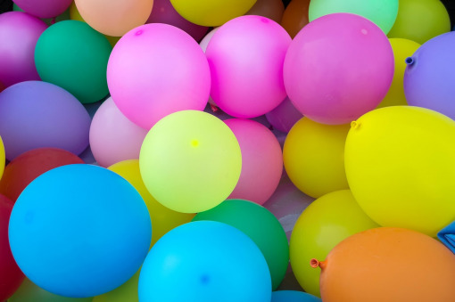 Colourful party balloons and decor
